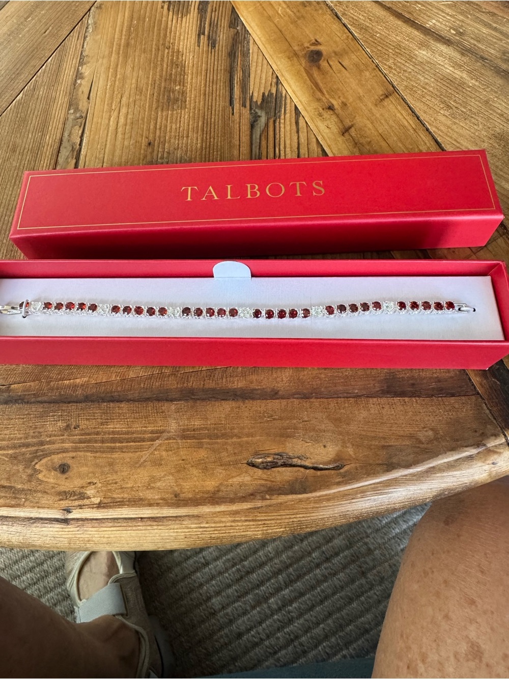 Talbots Red Crystal Tennis Bracelet with Silver-tone Setting
